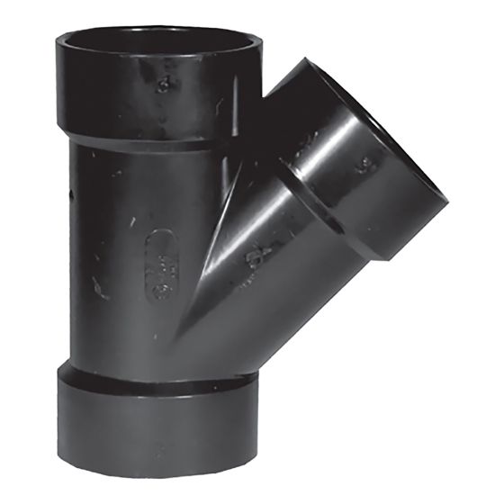 ABS DWV 45° Wye Fitting - 3" x 3" x 3" - Hub - Black