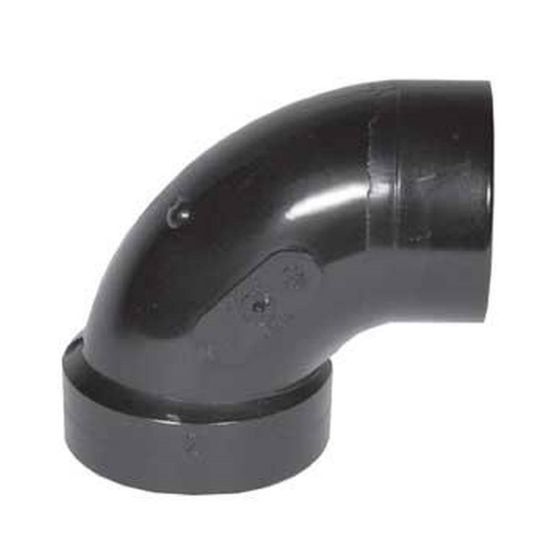 Coude 90° ABS DWV, 2", fem. x mâle, noir