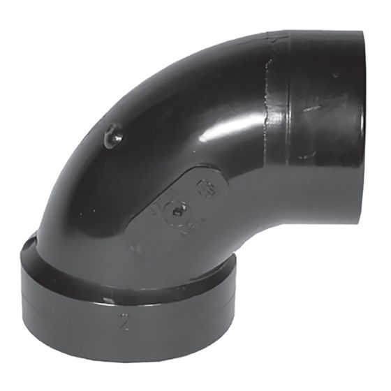 Coude 90° en ABS DWV, 3", mâle x femelle, noir