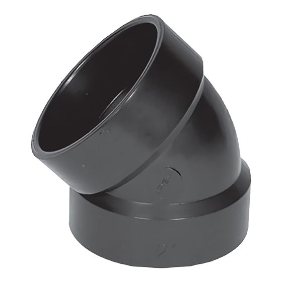 ABS DWV 45˚ Elbow - 1 1/2" - Hub - Black
