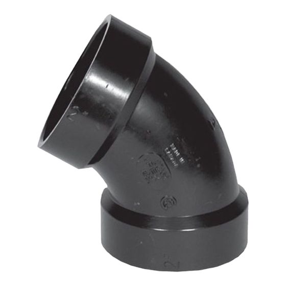 ABS DWV 60° Elbow - 1 1/2" - Hub - Black