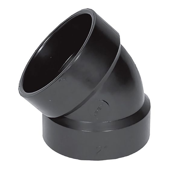 ABS DWV 45˚ Elbow - 4" - Hub - Black
