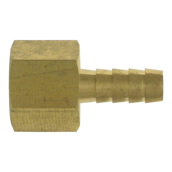 Hose barb female brass 3/8" tube x 1/2" fpt