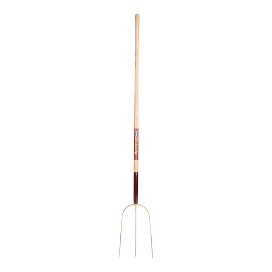 Fourche à paille 14", 3 dents, acier forgé, manche 48"