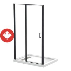 Douche rectangulaire Pandora, noir mat, 60" x 36" x 78 1/8", installation en alc&ocirc;ve