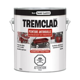 Peinture antirouille &agrave; base d&rsquo;huile Tremclad, semi-lustr&eacute;, noir, 3,78 l