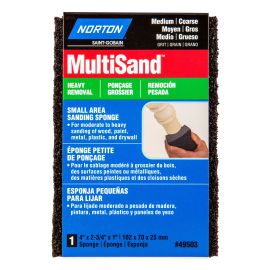 &Eacute;ponge de pon&ccedil;age Norton MultiSand petites surfaces, 4" x 2 3/4" x 1", Gr. Moyen/Gros, 1/pqt