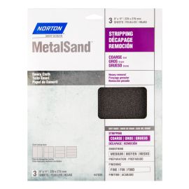 Toile &Eacute;meri Norton MetalSand, 11" x 9", Gr. Gros, 3/pqt