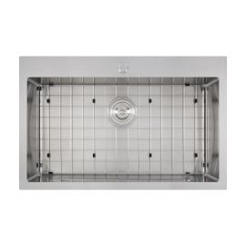 Évier de cuisine simple, grande cuve, Lixia, acier inoxydable, 31" x 20" x 9"