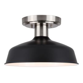 Plafonnier, Osani, noir-nickel bross&eacute;, 10"