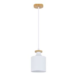 Luminaire suspendu, 1 lumi&egrave;re, Teziel, blanc-bois, 12 cm