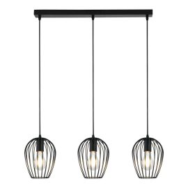 Luminaire suspendu, 3 lumi&egrave;res, Hera, noir, 78 cm