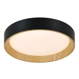 Plafonnier, DEL, Rustya, noir-bois, 12"