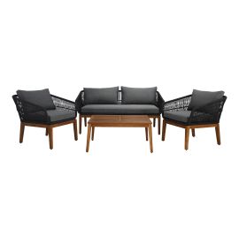 Orea Conversation Set - 4-Piece - Acacia Wood and Braided Rope