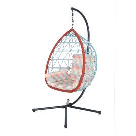 Chaise suspendue et support, 39,4"x43,7"x76,8", noir mat