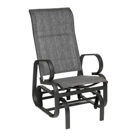 Chaise ber&ccedil;ante simple Calais, structure aluminium, rembourr&eacute;e, gris fonc&eacute;