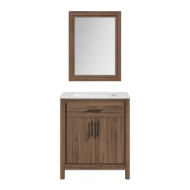 Meuble-lavabo Nara avec miroir, 30" x 19" x 34,5", noyer &eacute;pic&eacute;
