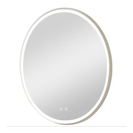Miroir rond DEL, 27 1/2", antibu&eacute;e, nickel bross&eacute;