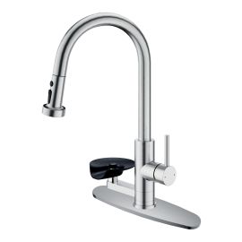 Pull-Out Kitchen Faucet & Glass Rinser - Brushed Nickel