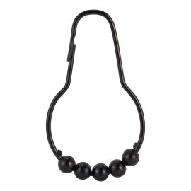 Shower Curtain Hooks - 1.5" x 2.83" - Black - 12/Pkg