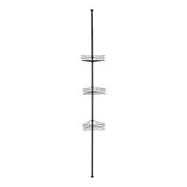 &Eacute;tag&egrave;re de douche &agrave; tension, 13" x 5,7" x 105", noir