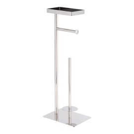 Porte-papier toilette sur pied, tablette, chrome poli