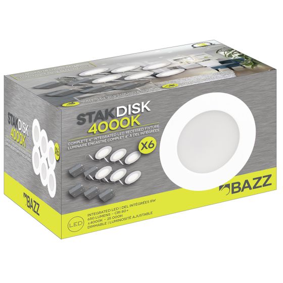 Luminaires encastrés DEL, 4", blanc froid, 8 W, 6/pqt