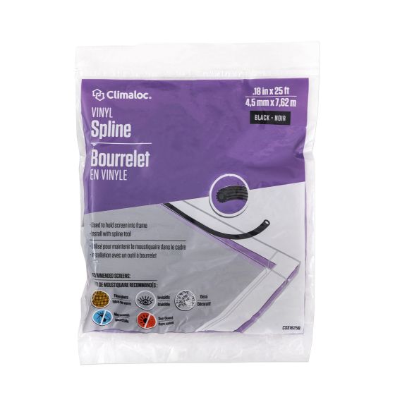 Vinyl Spline -  0.18" x 25' - Black