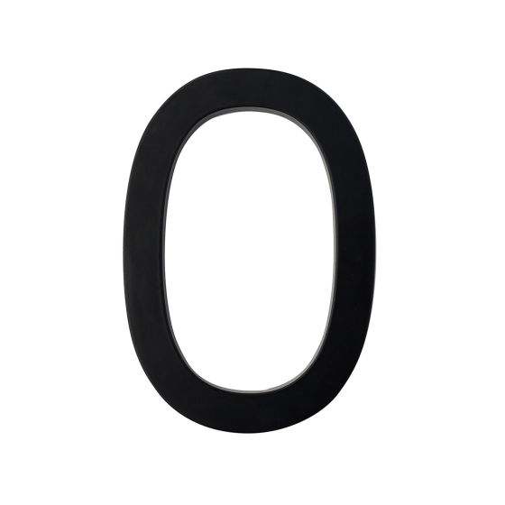 Chiffre d'adresse style Designer #0, noir mat, 5"