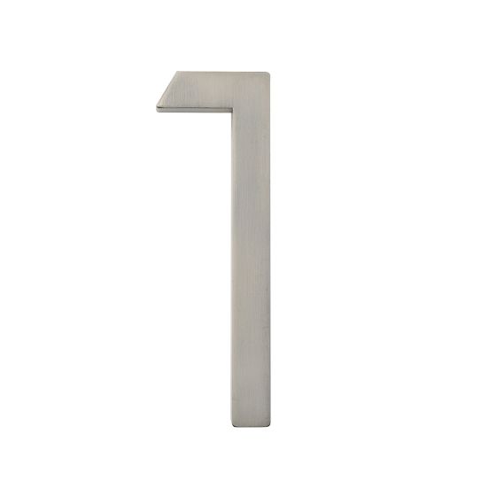 Chiffre d'adresse style Designer #1, nickel satiné, 5"
