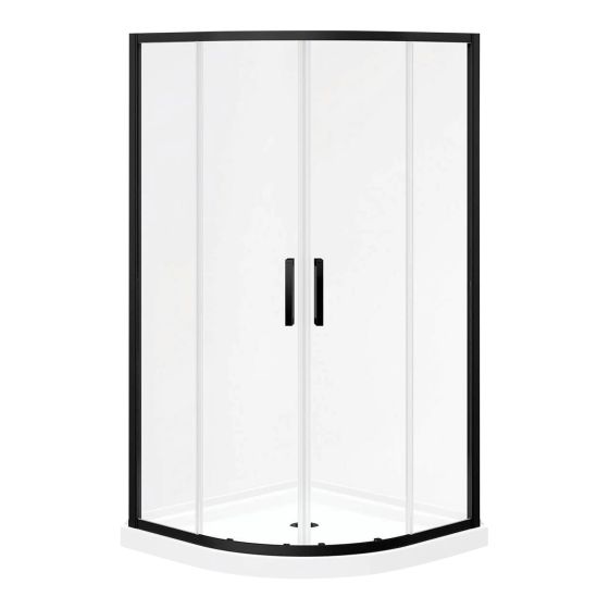 Ensemble porte et base de douche, Kassia, noir mat, 38" x 38" x 74 5/8"