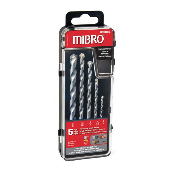Rotary Masonry Drill Bit Set - 5 Pieces