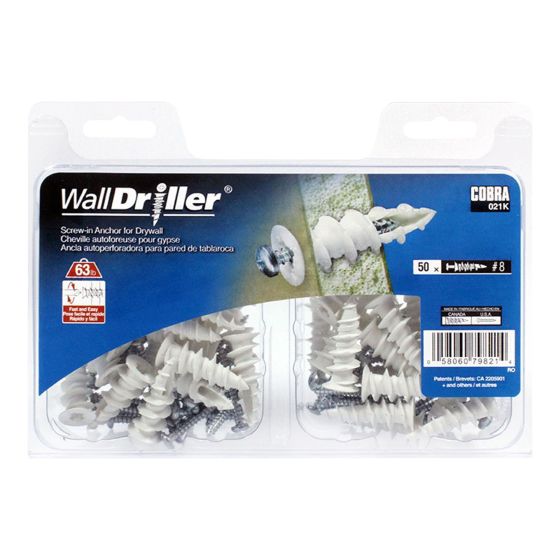 WallDriller Nylon #8L Anchors (+ Screws) (50)