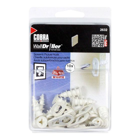 WallDriller Picture Hooks - Small - White (10)