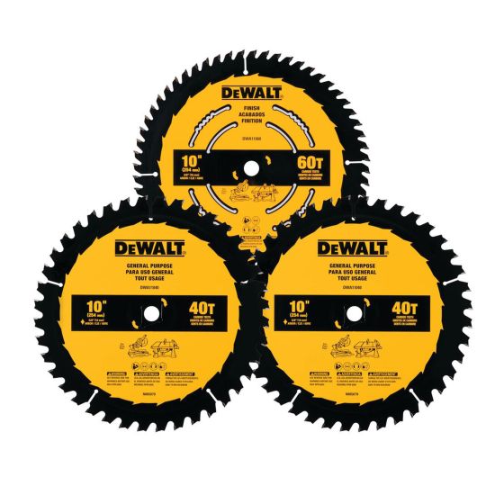 Ensemble de 3 lames de scie circulaire tout usage 10"(254 MM)
