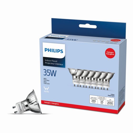 Ampoules halogènes MR16 de 35 W à culot GU10, à intensité variable et à faisceau large, paquet de 6