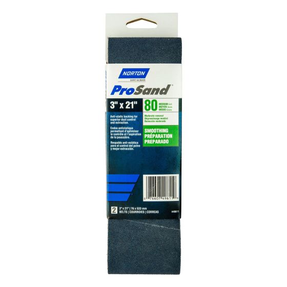 Courroies abrasives ProSand, 3" x 21", Grain 80, 2/pqt
