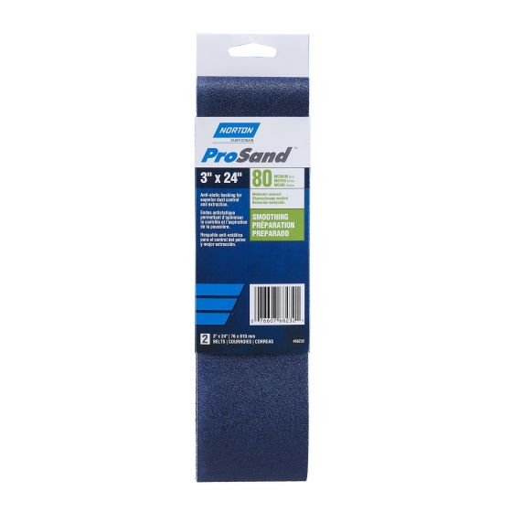 Courroies abrasives ProSand, 3" x 24", Grain 80, 2/pqt