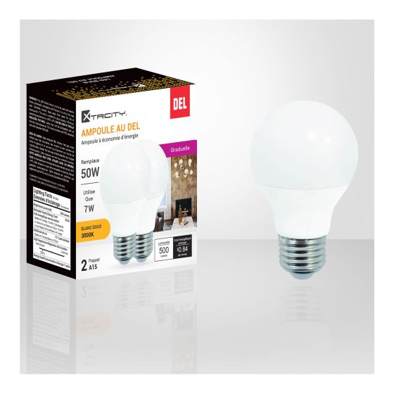 Ampoules DEL A15, blanc doux, 7 W, 2/pqt