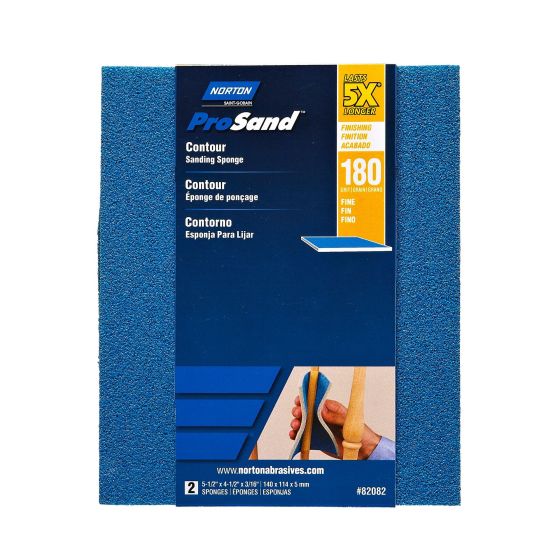 Éponge abrasive Contour ProSand, 4 1/2" x 5 1/2", grain 180, 2/pqt
