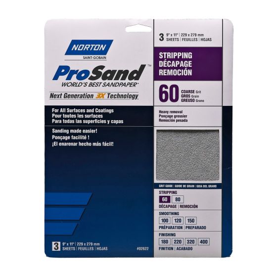 Sanding Paper - ProSand - Stipping 60 - 11" x 9" - 3/Pkg