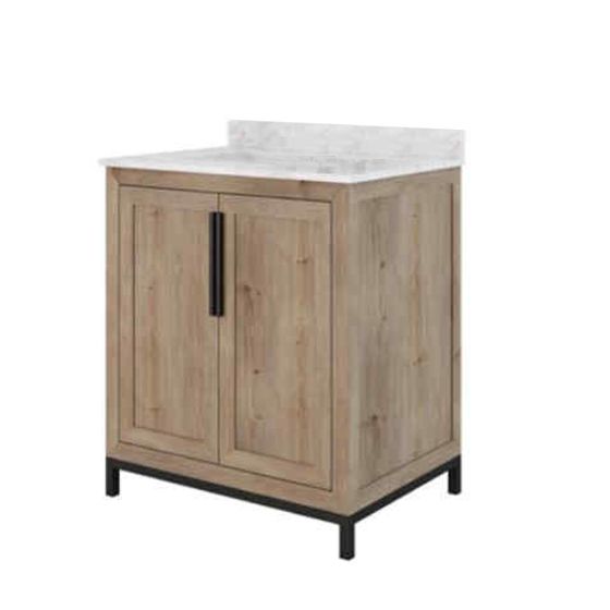 Meuble-lavabo, Mika, 2 portes réversibles, gris, 24" x 34,5"
