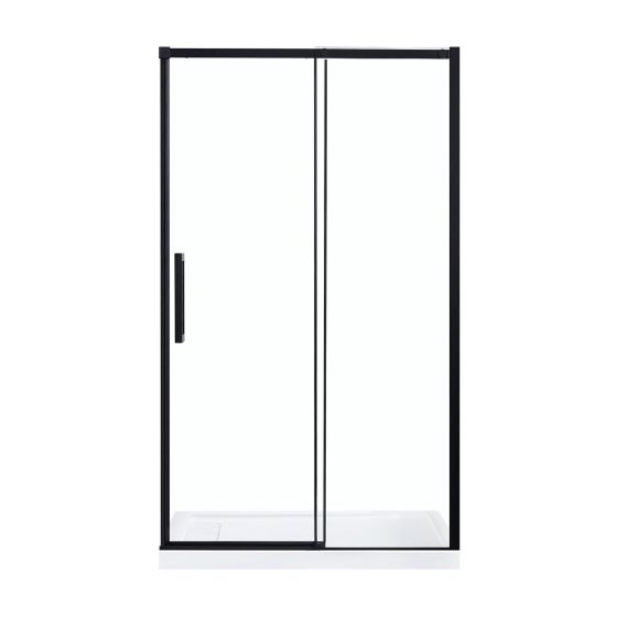 Porte de douche coulissante, Camilla, 48" x 32" x 78,74", verre clair, noir mat