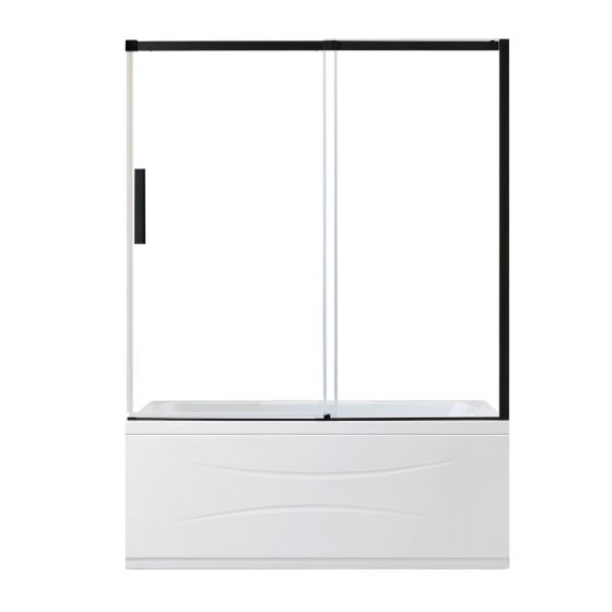 Porte de bain coulissante, Camilla, 60" x 78,74", verre, noir mat