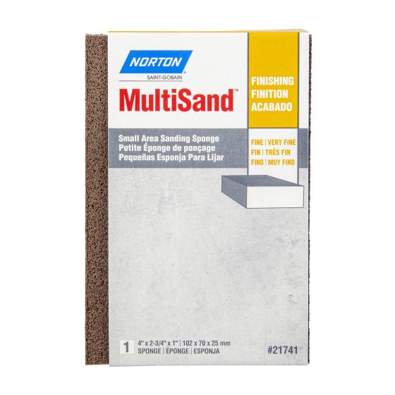 Petite éponge de ponçage Norton MultiSand, grain fin/très fin,  4" x 2 3/4" x 1"
