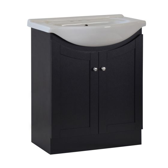 Meuble-lavabo, Priam, 2 portes, noir, 30"