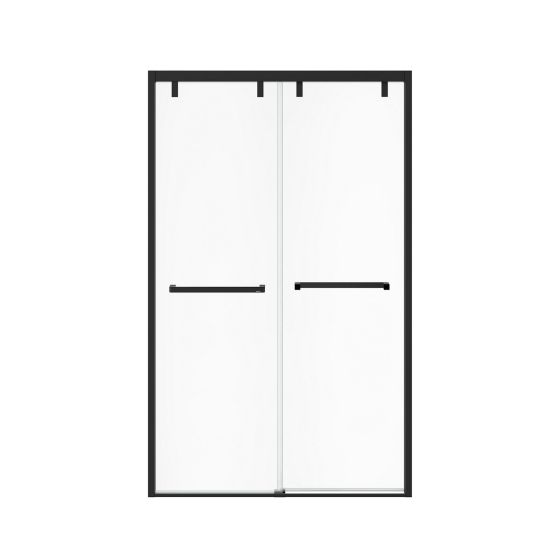 Porte de douche bidirectionnelle, Uptown, 44-47" x 76",  alcôve, verre clair, noir mat