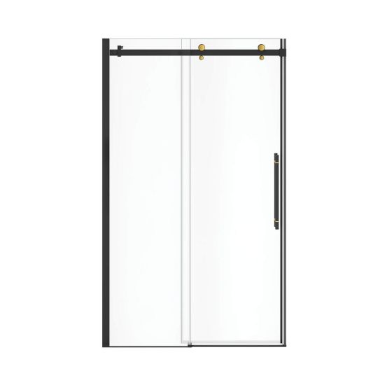 Porte de douche coulissante, Vela, 44 1/2" - 47" x 78 3/4", verre clair, noir mat/or brossé