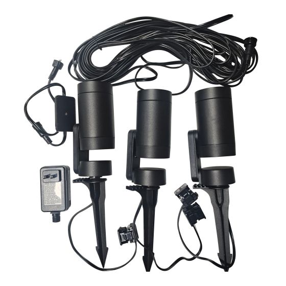 Ensemble de projecteurs de jardin Vision Home, 5 morceaux, noir, 2,56" x 3,15" x 6,89"