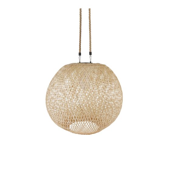 Luminaire suspendu solaire en bambou, 8 lm, 15" x 13"